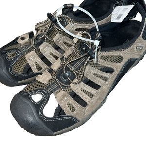 Khombu Sandals Mesh Suede‎ Brown Size 12 M Adjustable Closure Rubber Sole Men